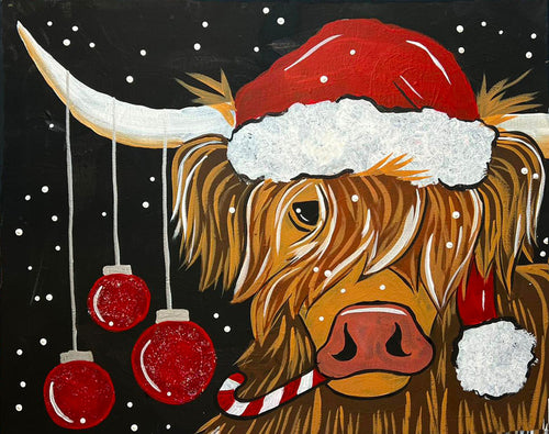 PAINT AT HEAVENS MARKET PLACE: HOLIDAY HIGHLAND COW